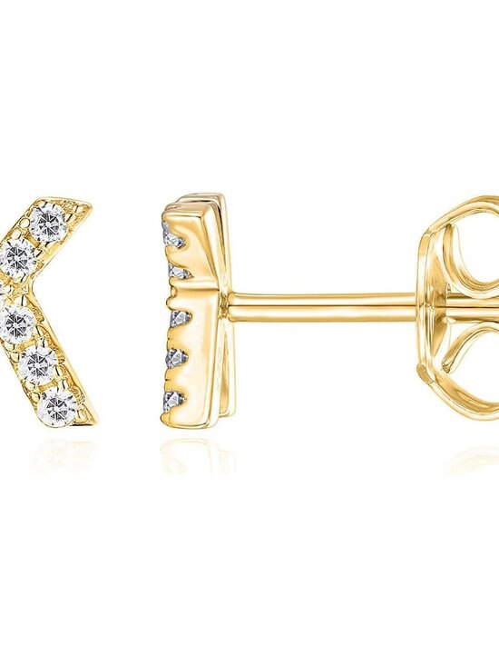 Jewelry - 14K Gold Plated 925 Sterling Silver Cubic Zirconia Initial Letter Stud Earrings